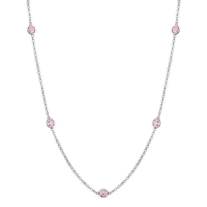 deBebians Pink Sapphire Station Necklace Necklaces