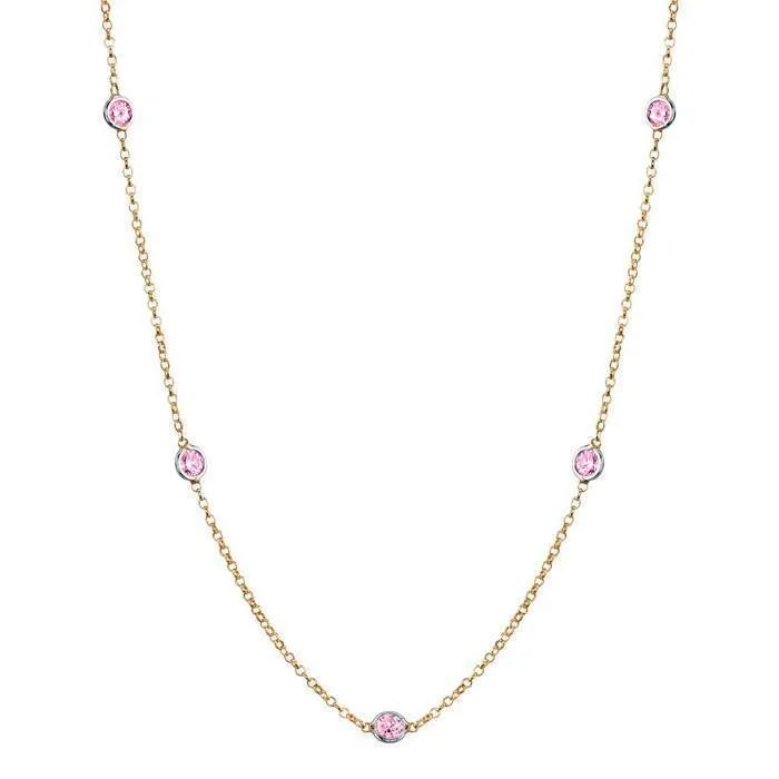 deBebians Pink Sapphire Station Necklace Necklaces