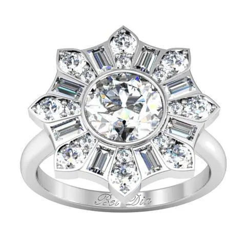deBebians Rings Blossom Bezel Halo Engagement Ring