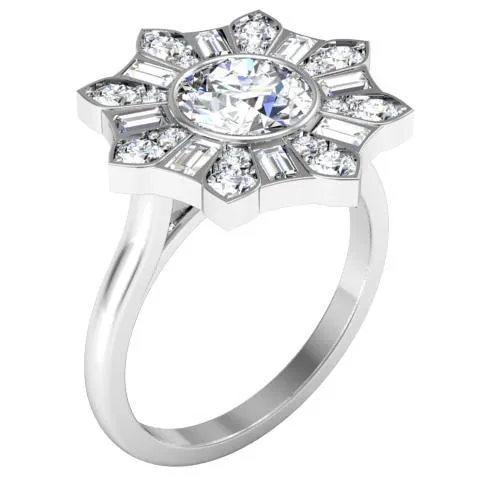 deBebians Rings Blossom Bezel Halo Engagement Ring