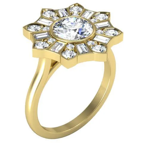 deBebians Rings Blossom Bezel Halo Engagement Ring