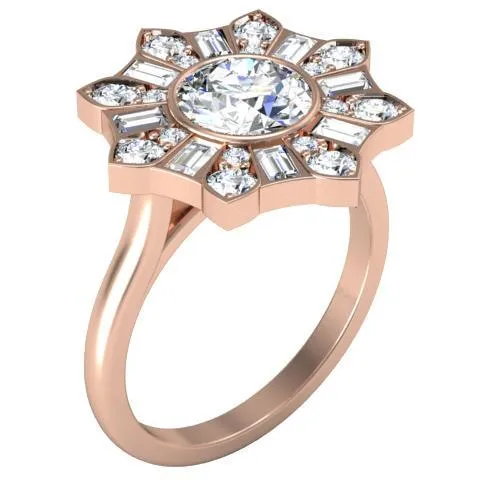 deBebians Rings Blossom Bezel Halo Engagement Ring