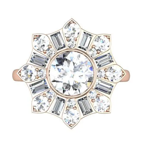 deBebians Rings Blossom Bezel Halo Engagement Ring