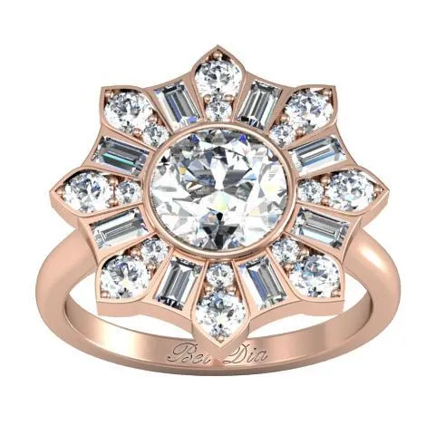 deBebians Rings Blossom Bezel Halo Engagement Ring