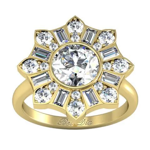 deBebians Rings Blossom Bezel Halo Engagement Ring