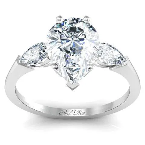 deBebians Rings Pear Three Stone Engagement Ring with Cathedral Setting deBebians Rings Pear Three Stone Engagement Ring with Cathedral Setting