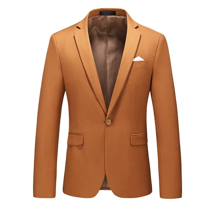 Divine Inspiration Styles Necklaces CGSUITS Mens Fashion Luxury Style Solid Color Design Premium Quality Yellow Blazer Suit Jacket