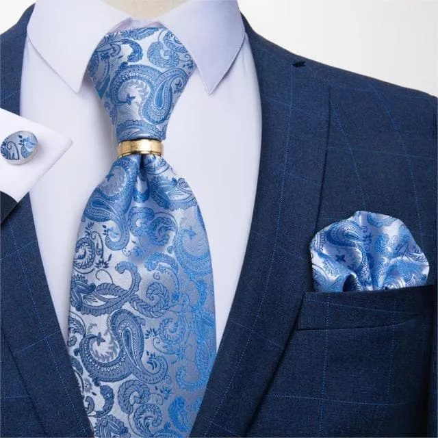 Divine Inspiration Styles Rings DBG VIP Design Collection Mens Fashion Golden Yellow Silver Gray Stripes 100 Premium Quality Silk Tie Set
