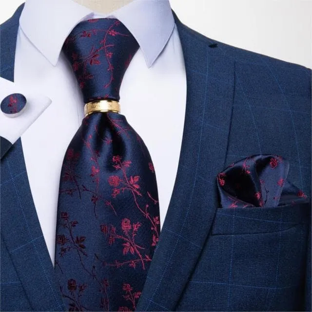 Divine Inspiration Styles Rings DBG VIP Design Collection Mens Fashion Golden Yellow Silver Gray Stripes 100 Premium Quality Silk Tie Set