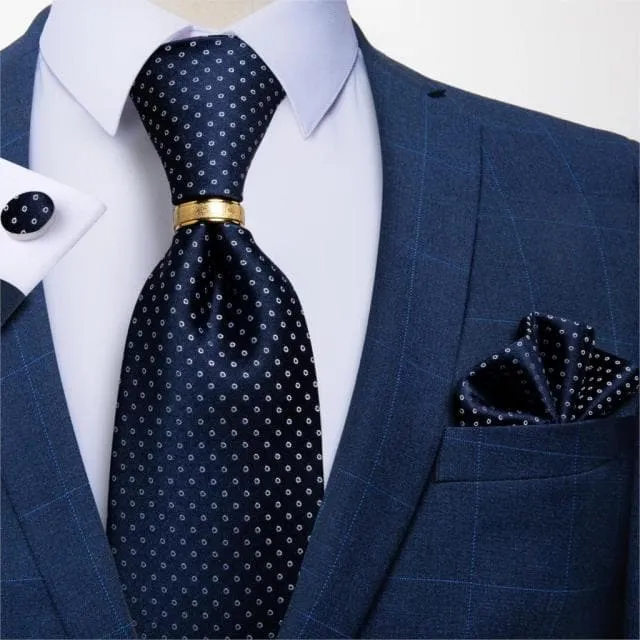 Divine Inspiration Styles Rings DBG VIP Design Collection Mens Fashion Golden Yellow Silver Gray Stripes 100 Premium Quality Silk Tie Set