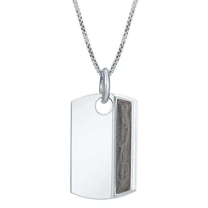 Dog Tag Cremation Necklace in 14K White Gold closebymejewelry Necklaces