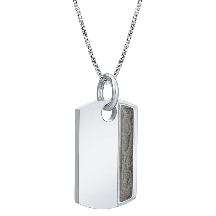 Dog Tag Cremation Necklace in 14K White Gold closebymejewelry Necklaces