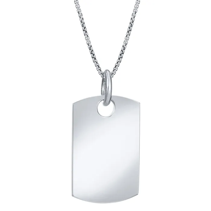 Dog Tag Cremation Necklace in 14K White Gold closebymejewelry Necklaces