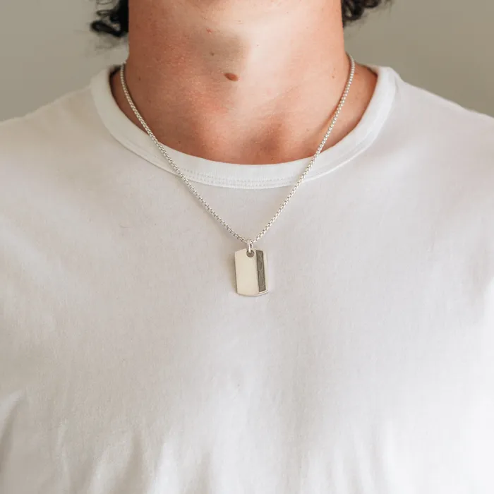 Dog Tag Cremation Necklace in 14K White Gold closebymejewelry Necklaces