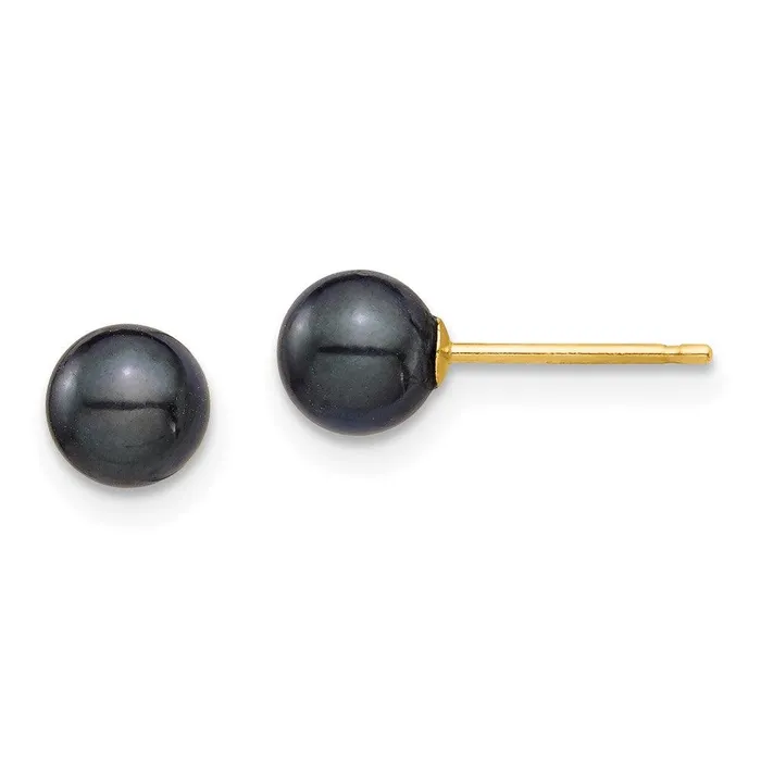 Earrings 14K 56mm Round Black Saltwater Akoya Cultured Pearl Stud Post Earrings Jewelry Earrings 14K 56mm Round Black Saltwater Akoya Cultured Pearl Stud Post Earrings Jewelry