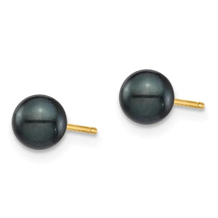 Earrings 14K 56mm Round Black Saltwater Akoya Cultured Pearl Stud Post Earrings Jewelry Earrings 14K 56mm Round Black Saltwater Akoya Cultured Pearl Stud Post Earrings Jewelry