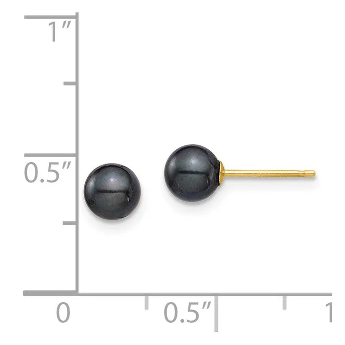 Earrings 14K 56mm Round Black Saltwater Akoya Cultured Pearl Stud Post Earrings Jewelry Earrings 14K 56mm Round Black Saltwater Akoya Cultured Pearl Stud Post Earrings Jewelry