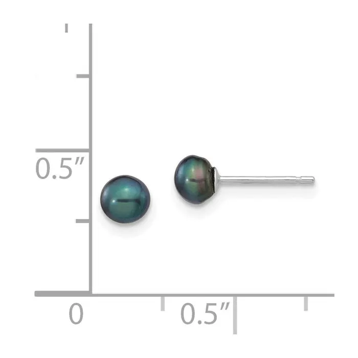 Earrings 14k White Gold 45mm Black Button FW Cultured Pearl Stud Post Earrings Jewelry Earrings 14k White Gold 45mm Black Button FW Cultured Pearl Stud Post Earrings Jewelry