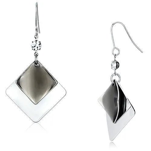 Earrings Alamode LO2698 Rhodium Iron Earrings with Top Grade Crystal in Clear Earrings Alamode LO2698 Rhodium Iron Earrings with Top Grade Crystal in Clear
