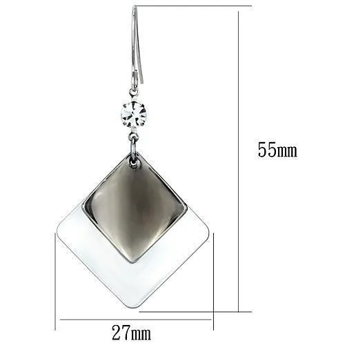 Earrings Alamode LO2698 Rhodium Iron Earrings with Top Grade Crystal in Clear
