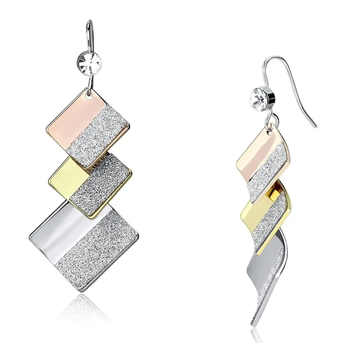 Earrings Alamode LO2713 Rhodium Gold Rose Gold Iron Earrings with Top Grade Crystal in Clear Earrings Alamode LO2713 Rhodium Gold Rose Gold Iron Earrings with Top Grade Crystal in Clear
