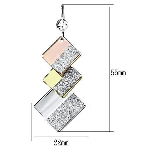 Earrings Alamode LO2713 Rhodium Gold Rose Gold Iron Earrings with Top Grade Crystal in Clear