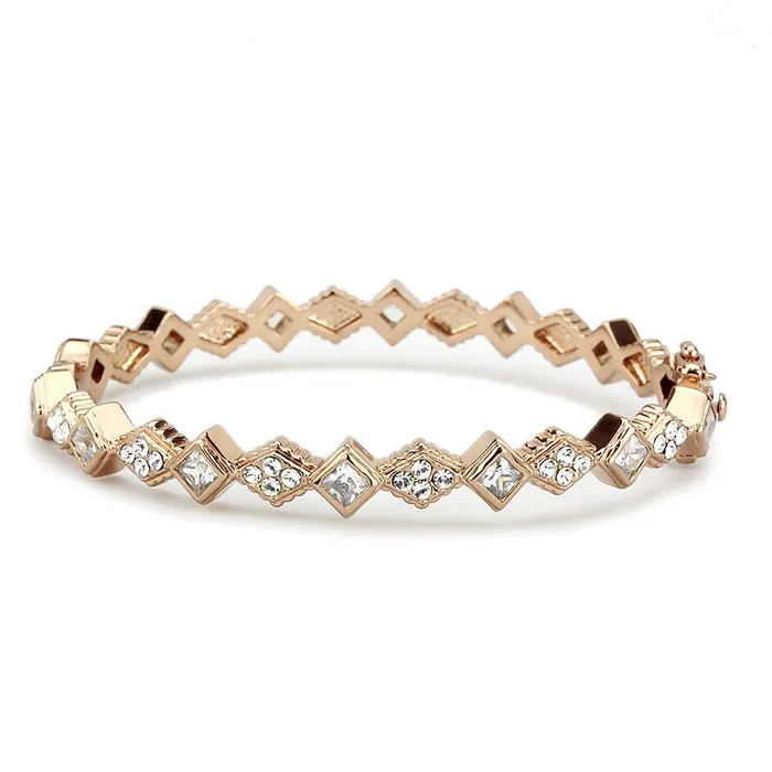 Earrings Alamode LO4342 Rose Gold Brass Bangle with AAA Grade CZ in Clear