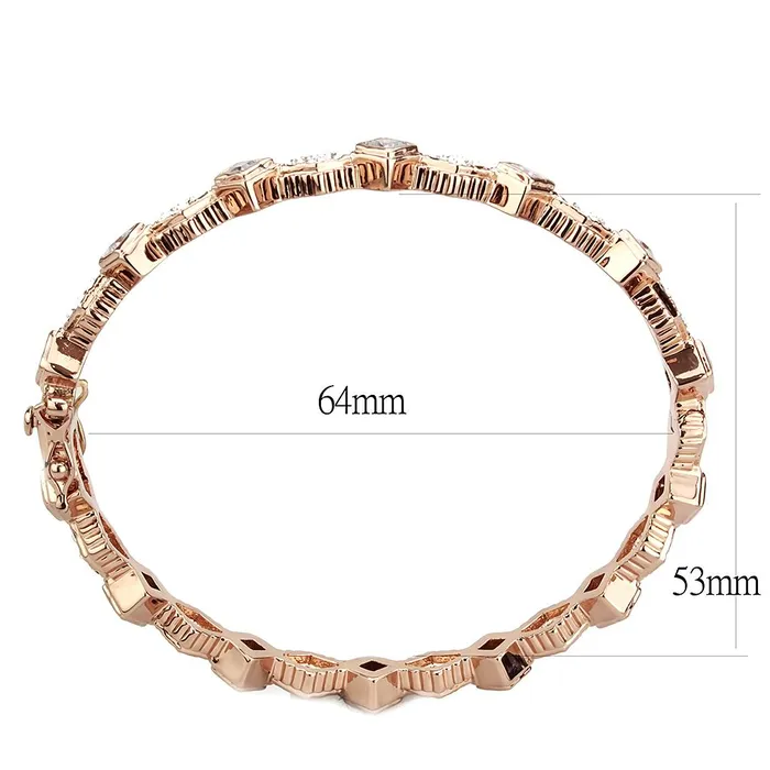 Earrings Alamode LO4342 Rose Gold Brass Bangle with AAA Grade CZ in Clear