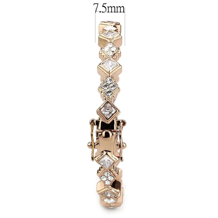 Earrings Alamode LO4342 Rose Gold Brass Bangle with AAA Grade CZ in Clear