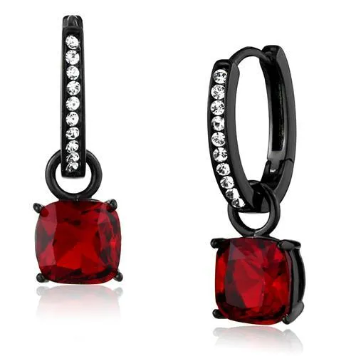 Earrings Alamode TK2626 IP BlackIon Plating Stainless Steel Earrings with Synthetic Synthetic Glass in Siam Earrings Alamode TK2626 IP BlackIon Plating Stainless Steel Earrings with Synthetic Synthetic Glass in Siam