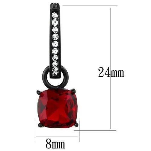 Earrings Alamode TK2626 IP BlackIon Plating Stainless Steel Earrings with Synthetic Synthetic Glass in Siam