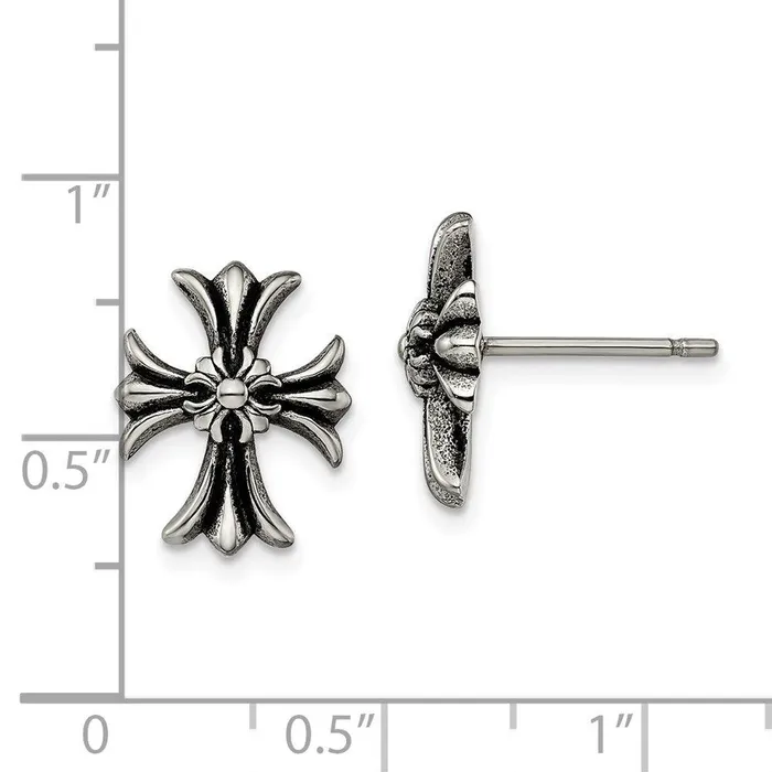 Earrings Chisel Stainless Steel Polished and Enamel Cross Post Earrings Earrings Chisel Stainless Steel Polished and Enamel Cross Post Earrings