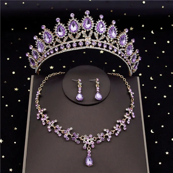 Earrings Divine Inspiration Styles CM Womens Fashion Elegant Stylish Vintage Luxury Royal Queen Bridal Tiara Crown Earrings Necklace Jewelry Set