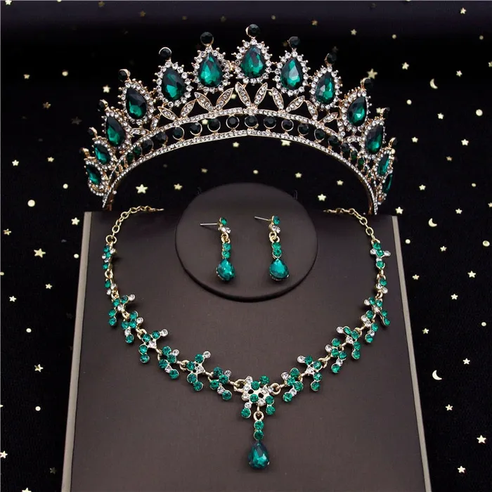 Earrings Divine Inspiration Styles CM Womens Fashion Elegant Stylish Vintage Luxury Royal Queen Bridal Tiara Crown Earrings Necklace Jewelry Set