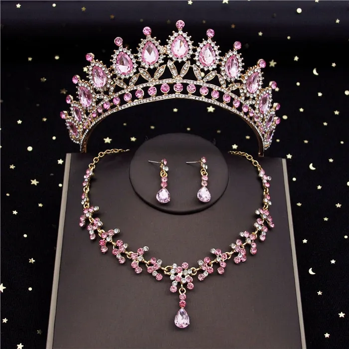 Earrings Divine Inspiration Styles CM Womens Fashion Elegant Stylish Vintage Luxury Royal Queen Bridal Tiara Crown Earrings Necklace Jewelry Set