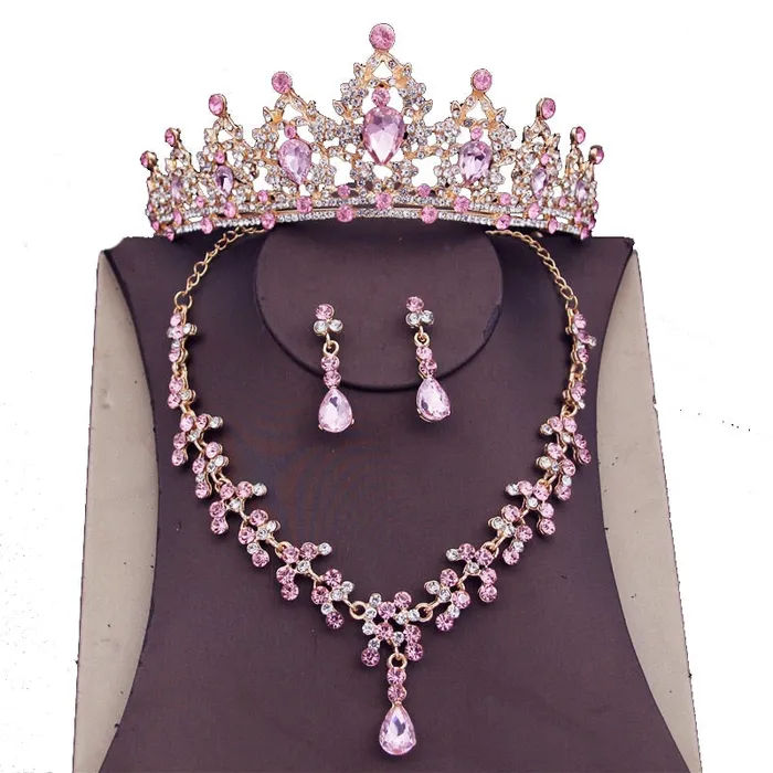 Earrings Divine Inspiration Styles CM Womens Fashion Elegant Stylish Vintage Luxury Royal Queen Bridal Tiara Crown Earrings Necklace Jewelry Set