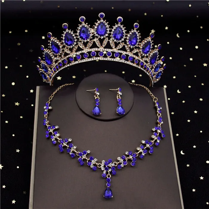 Earrings Divine Inspiration Styles CM Womens Fashion Elegant Stylish Vintage Luxury Royal Queen Bridal Tiara Crown Earrings Necklace Jewelry Set