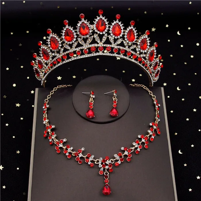 Earrings Divine Inspiration Styles CM Womens Fashion Elegant Stylish Vintage Luxury Royal Queen Bridal Tiara Crown Earrings Necklace Jewelry Set