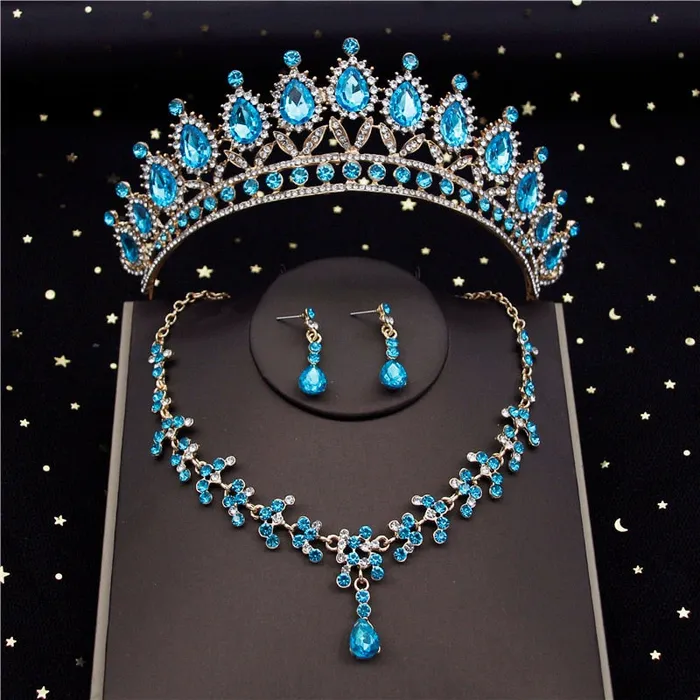 Earrings Divine Inspiration Styles CM Womens Fashion Elegant Stylish Vintage Luxury Royal Queen Bridal Tiara Crown Earrings Necklace Jewelry Set