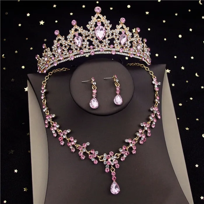 Earrings Divine Inspiration Styles CM Womens Fashion Elegant Stylish Vintage Luxury Royal Queen Bridal Tiara Crown Earrings Necklace Jewelry Set