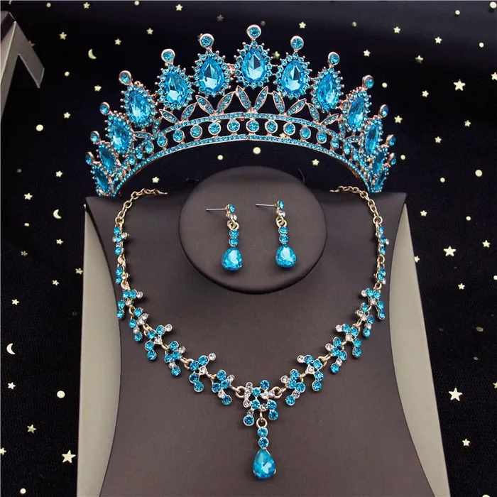 Earrings Divine Inspiration Styles CM Womens Fashion Elegant Stylish Vintage Luxury Royal Queen Bridal Tiara Crown Earrings Necklace Jewelry Set