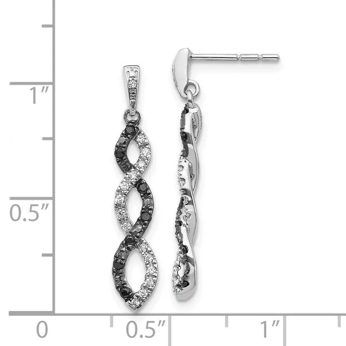 Earrings Jewelry 14K White Gold Black White Diamond Twisted Post Earrings Earrings Jewelry 14K White Gold Black White Diamond Twisted Post Earrings