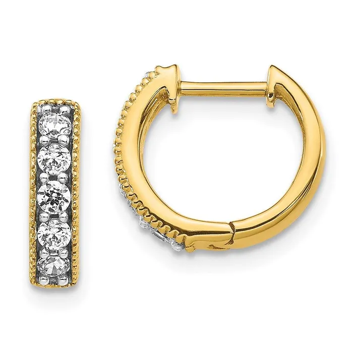Earrings Jewelry 14k Yellow Gold Diamond Milgrain Hoop Earrings