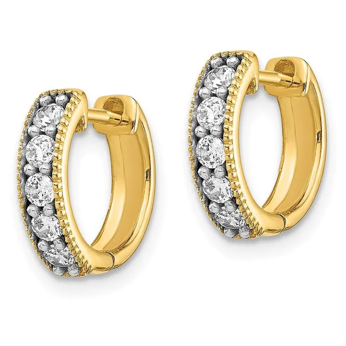 Earrings Jewelry 14k Yellow Gold Diamond Milgrain Hoop Earrings Earrings Jewelry 14k Yellow Gold Diamond Milgrain Hoop Earrings