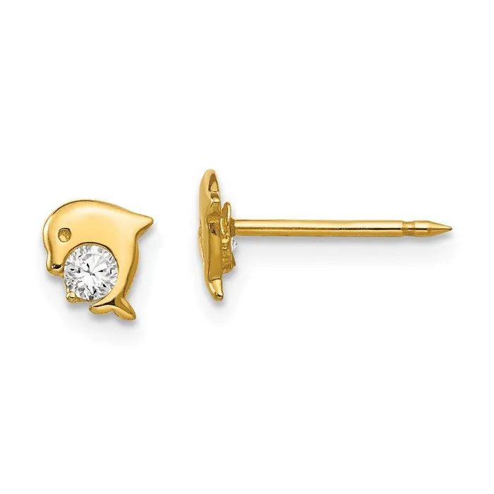 Earrings Jewelry Inverness 14k Dolphin CZ Earrings