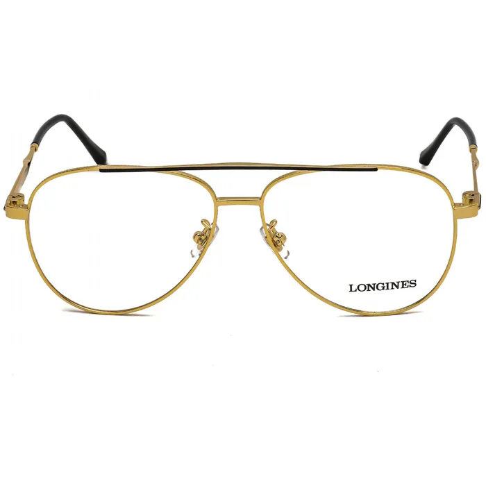 Earrings Longines Longines Mens Eyeglasses Clear Lens Shiny Deep Gold Aviator Frame LG5003H 030