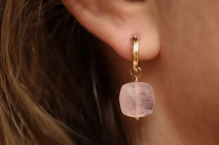 Earrings Rose quartz earrings Earthly Abundance Jewelry