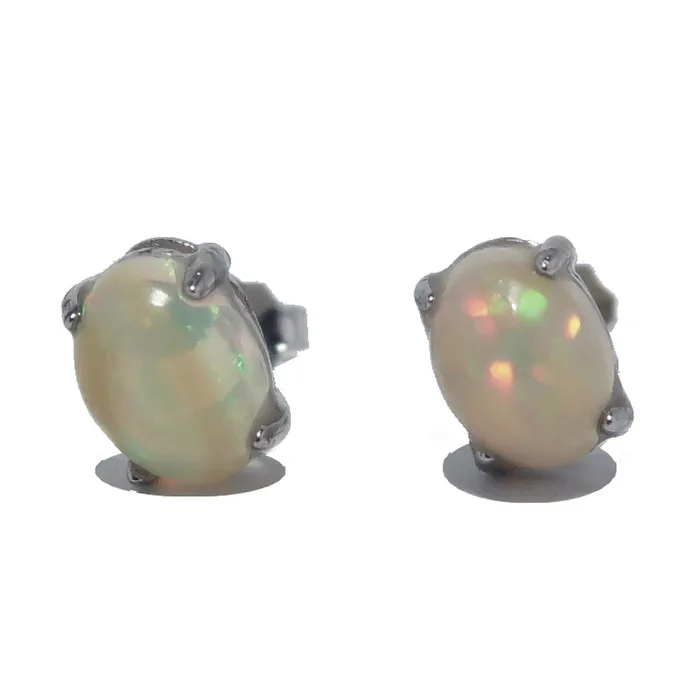 Earrings Satin Crystals Opal Earrings Rainbow Fire White Studs Sterling Silver Earrings Satin Crystals Opal Earrings Rainbow Fire White Studs Sterling Silver