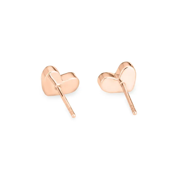Earrings Signature Heart Stud Cremation Earrings in 14K Rose Gold closebymejewelry