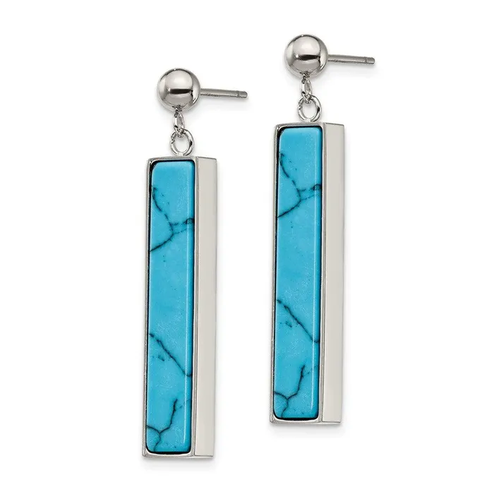 Earrings Stainless Steel Polished wReconstructed Howlite Post Dangle Earrings Chisel Earrings Stainless Steel Polished wReconstructed Howlite Post Dangle Earrings Chisel